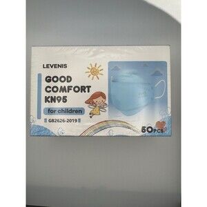 Levenis Kids KN95 Face Mask for Children - Blue - 50 Pack - GB2626-2019